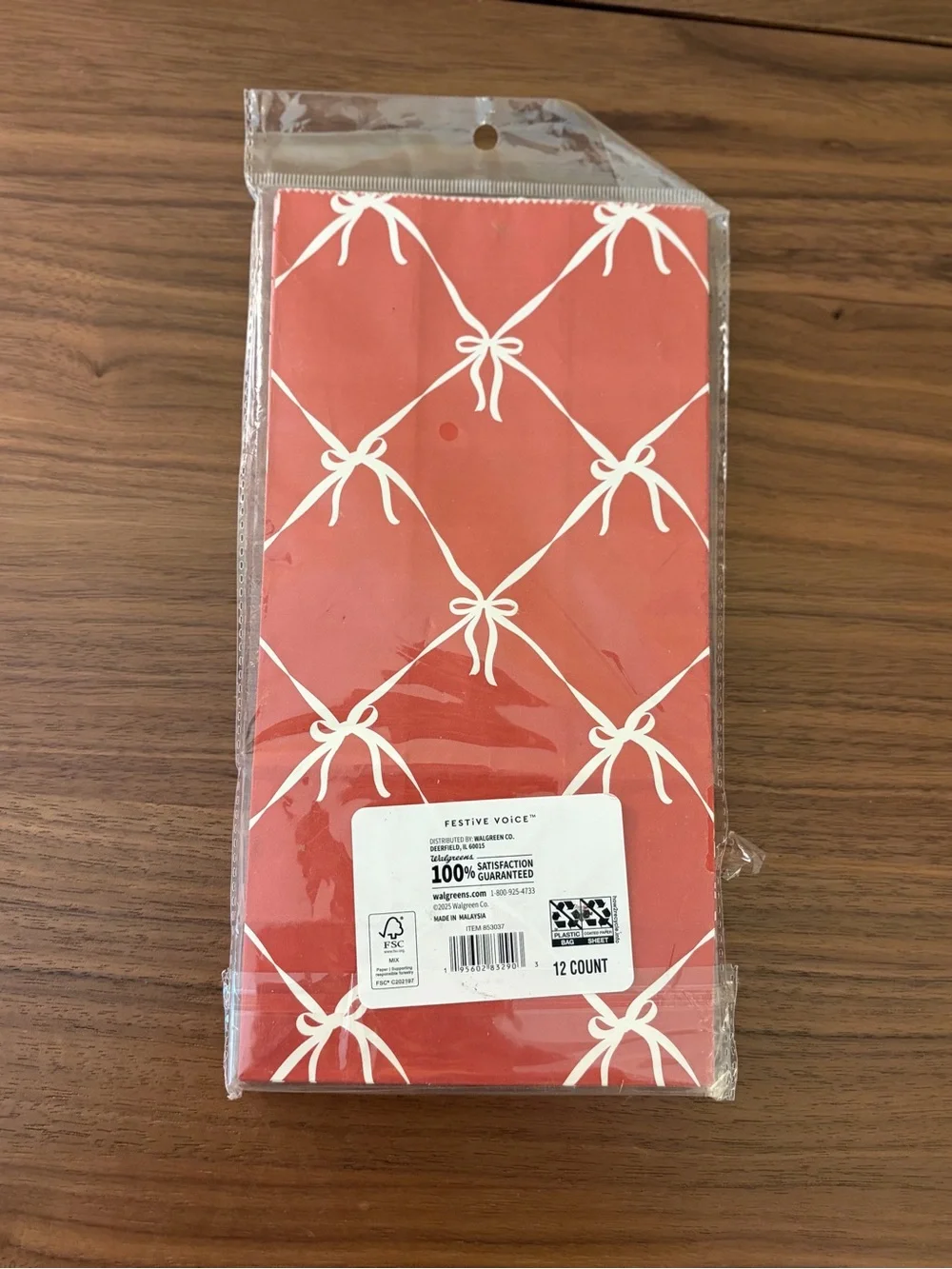 Festive Voice Valentine’s Day Favor Sacks 12 Count 3 Patterns New